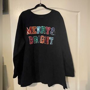 Lane Bryant Black Sweatshirt with Festive Multicolor Design
